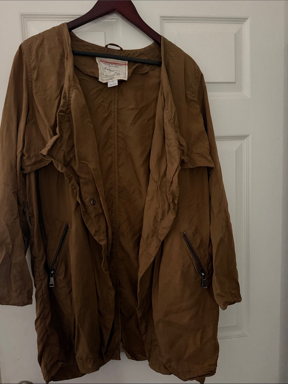 Cartonnier Draped Trench Coat in Warm Brown